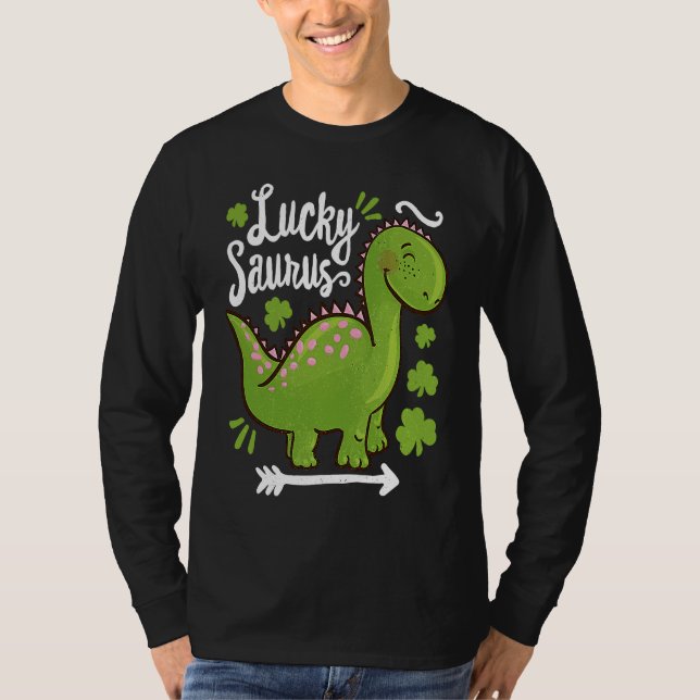 Camiseta Lucky Saurus Dinosaur Dino St Patricks Day Toddler (Frente)