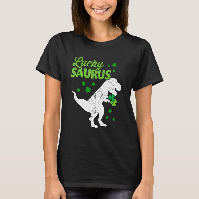 Camiseta Lucky Saurus dinosaur t-rex for St Patricks day ki (Frente)