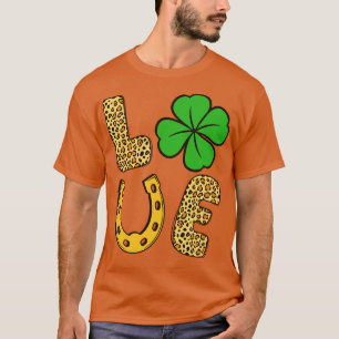 Camiseta Lucky Shamrock Clover Love Lepard Dia de São Patrí