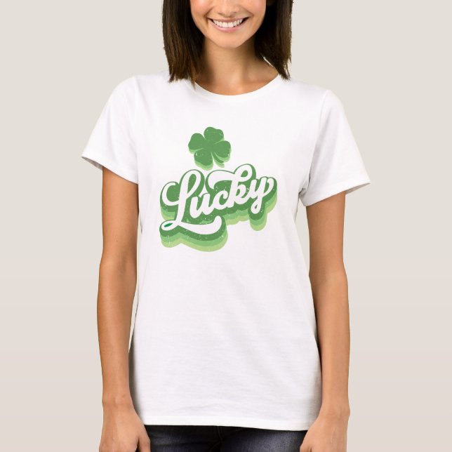 Camiseta Lucky Shamrock Dia de São Patrício irlandês (Frente)