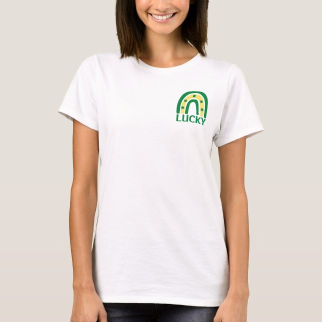 Camiseta Lucky Shamrock Rainbow St Patricks (Frente)