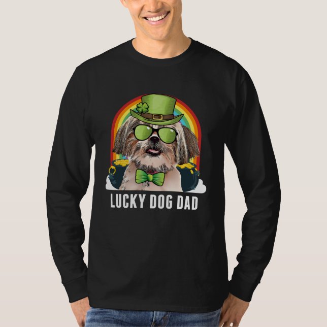 Camiseta Lucky Shih Tzu Dog Dad St Patricks Day (Frente)