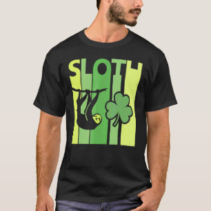 Camiseta Lucky Sloth Dia de São Patrício Irish Vintage Retr