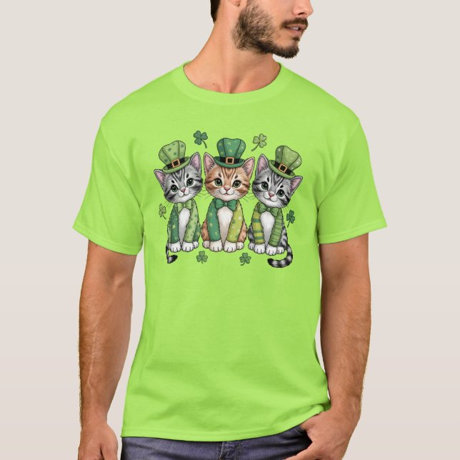 Camiseta Lucky St. Patrick’s Day Kittens-47474 (Frente)