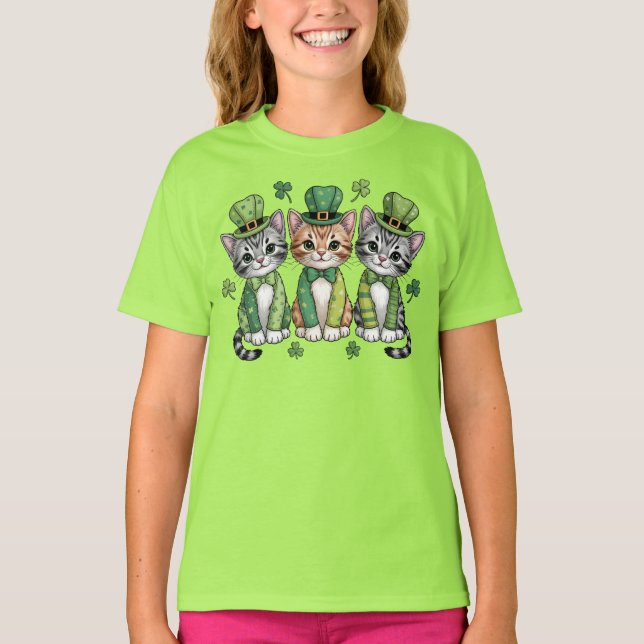 Camiseta Lucky St. Patrick’s Day Kittens-47474 (Frente)