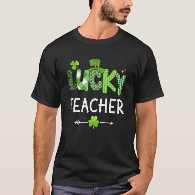 Camiseta Lucky teacher with shamrock for St Patricks day sc (Frente)