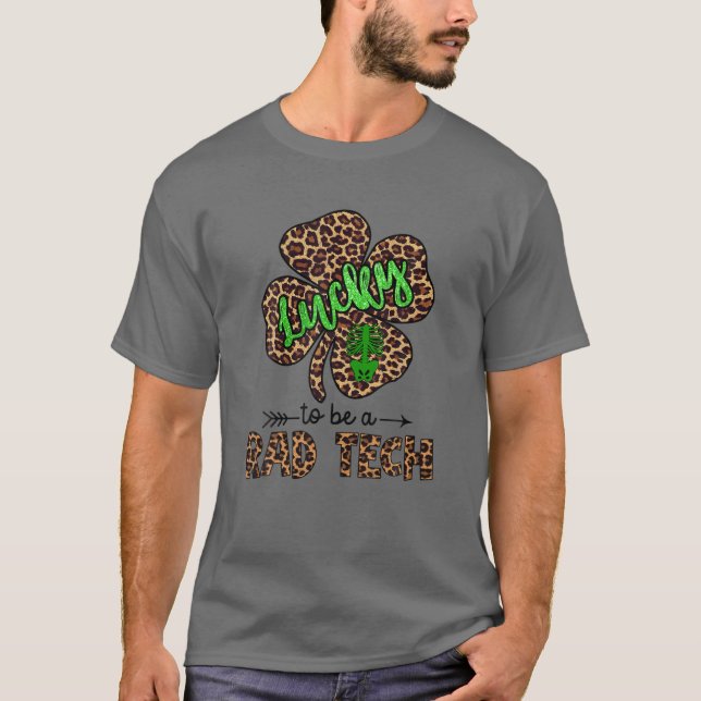 Camiseta Lucky To Be A Rad Tech Leopard Shamrock St Patrick (Frente)