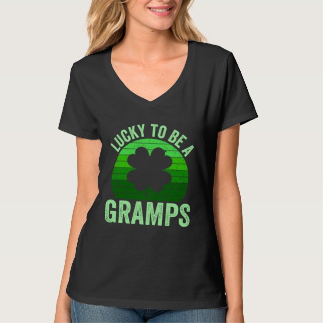 Camiseta Lucky To Be Gramps Leprechaun Shamrock St Patricks (Frente)