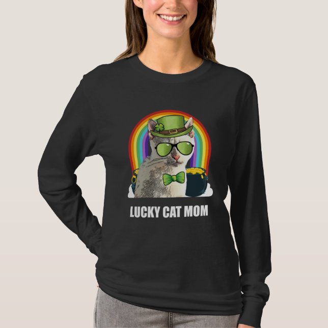 Camiseta Lucky Tonkinese Cat Mom St Patricks Day (Frente)