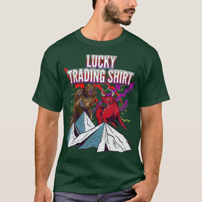 Camiseta Lucky Trading Forex Tee Stock Market Gift Bull (Frente)