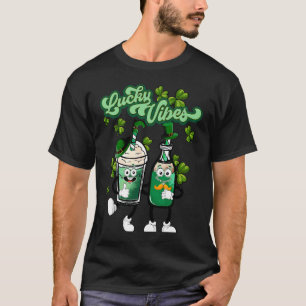 Camiseta Lucky Vibes Dia de São Patrício Café Latte C Lucky
