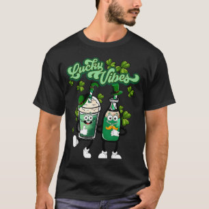 Camiseta Lucky Vibes Dia de São Patrício Café Latte C Lucky