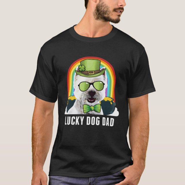 Camiseta Lucky West Highland White Terrier Dog Dad St Patri (Frente)