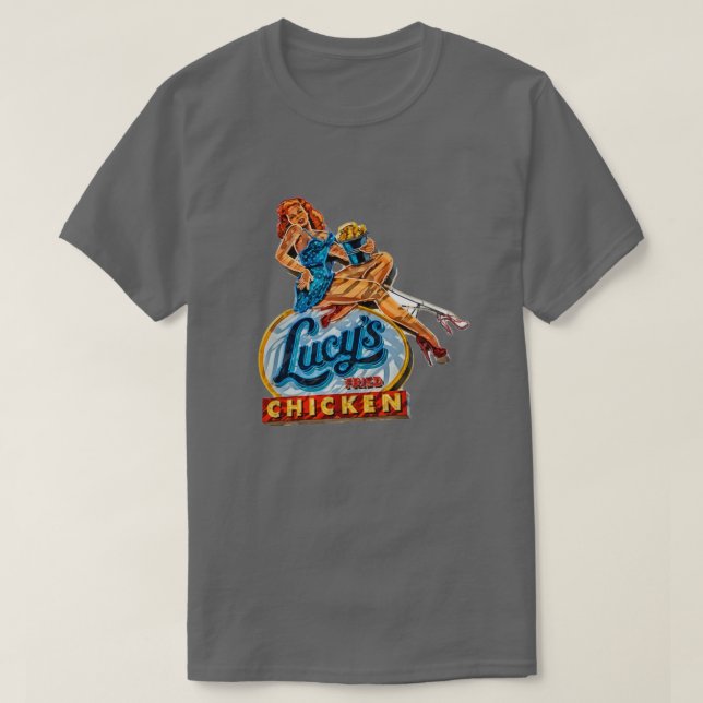 Camiseta Lucyx27s - Sinal de Neon Fried Chicken (Frente do Design)