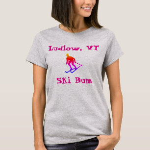 Camiseta Ludlow, VT, Rainbow Ski Bum (Esqui Vermont)