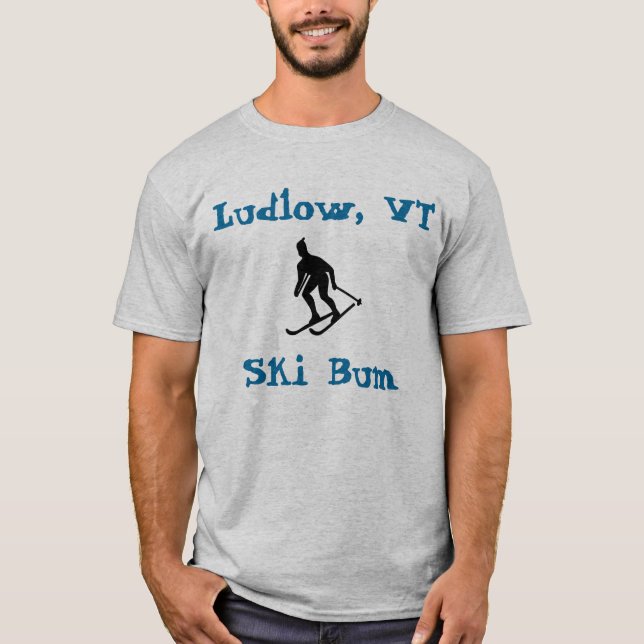Camiseta Ludlow, VT, Ski Bum (Vermont Skiing Life) (Frente)