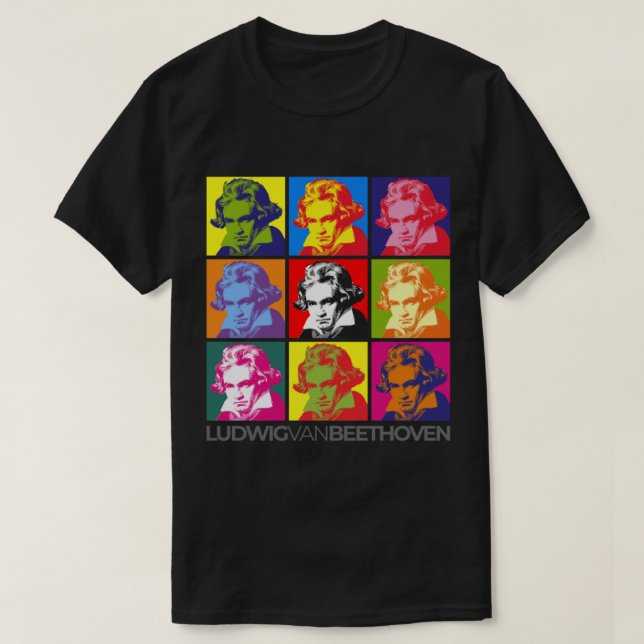 Camiseta Ludwig van Beethoven pop-art portrait poster Class (Frente do Design)