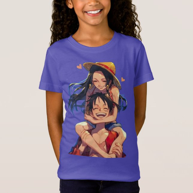 Camiseta Luffy & Boa Hancock Garotas (Frente)