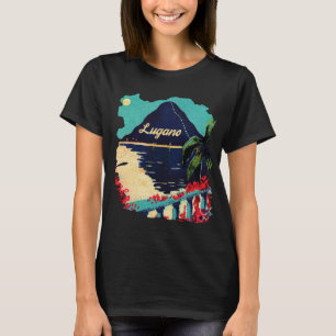 Camiseta Lugano Suíça Lago Montanha Azul Viagem