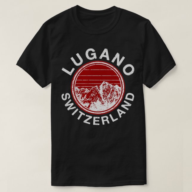 Camiseta Lugano Suíça Retro Ski Vintage (Frente do Design)