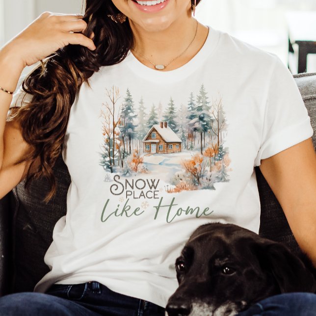 Camiseta Lugar De Neve Como Casa, Natal Da Cabina De Montan (Criador carregado)