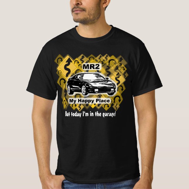 Camiseta Lugar feliz, mas hoje estou na garagem! (Frente)