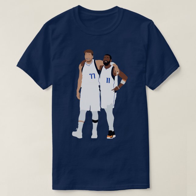 Camiseta Luka Doncic Kyrie Irving UNSTOPPABLE Duo Dallas Mã (Frente do Design)