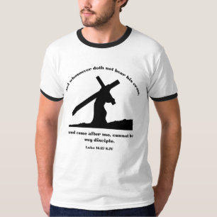 Camiseta Luke 14:27 KJV Jesus Cruz Bíblia Cristã Verso