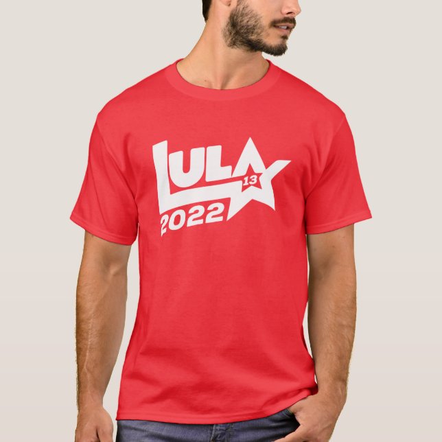 Camiseta Lula 2022 13 PT eleições presidenciais Brasil 2022 (Frente)