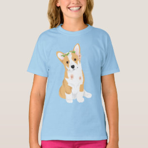 Camiseta LuluBelle o Corgi bonito com coroa da flor
