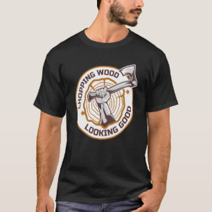 Camiseta Lumberjack Cortando Madeira Parecendo Bela Ramific