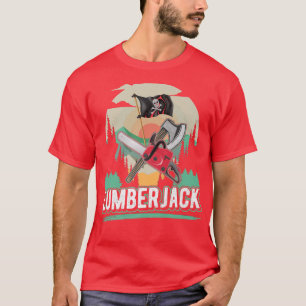 Camiseta Lumberjack Logger Woodworker Arborist Skeleton Pir
