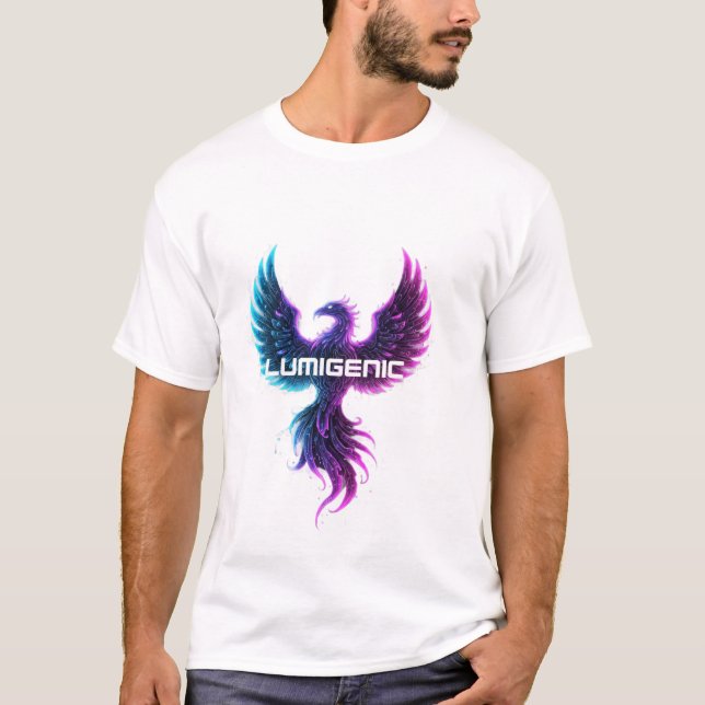 Camiseta "LUMIGENIC Phoenix Rising Neon T-Shirt Design 1 " (Frente)
