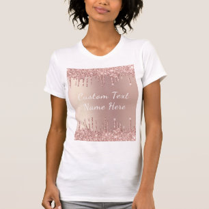Camiseta Luminária Dourada rosa com Texto Personal