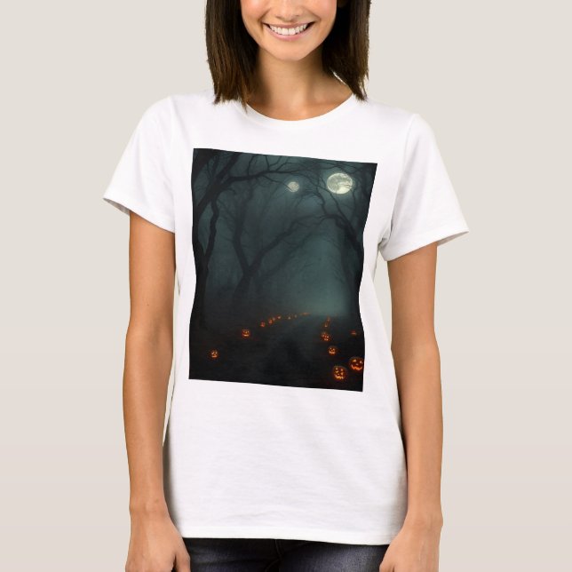 Camiseta Luminosa da Floresta Assustadora – Visual (Frente)