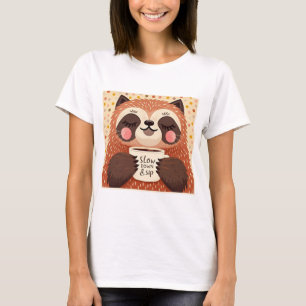 Camiseta Luminosidade de cartoon branca com olhos sonolento