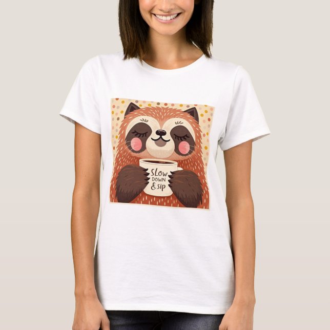 Camiseta Luminosidade de cartoon branca com olhos sonolento (Frente)