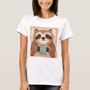 Camiseta Luminosidade de cartoon branca com olhos sonolento