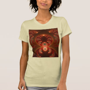 Camiseta Luminoso fractal moderno laranja vermelho abstrato
