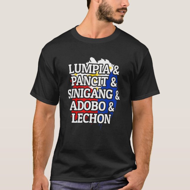 Camiseta Lumpia Pancit Sinigang Adobo Lechon Filipinas Fo (Frente)