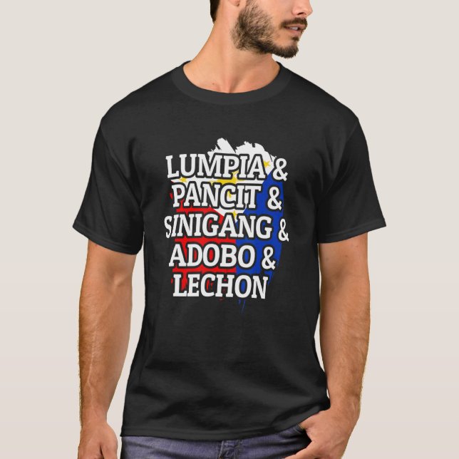 Camiseta Lumpia Pancit Sinigang Adobo Lechon Filipinas Fo (Frente)