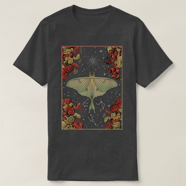 Camiseta Luna Moth Print Dark Academia Aesthetic Witchy Cel (Frente do Design)