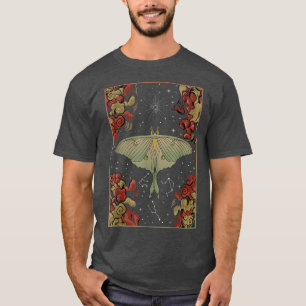 Camiseta Luna Moth Print Dark Academia Aesthetic Witchy Cel