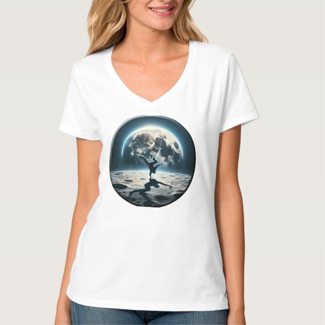 Camiseta Lunar Breakdance - Estilo de Rua no Espaço (Frente)