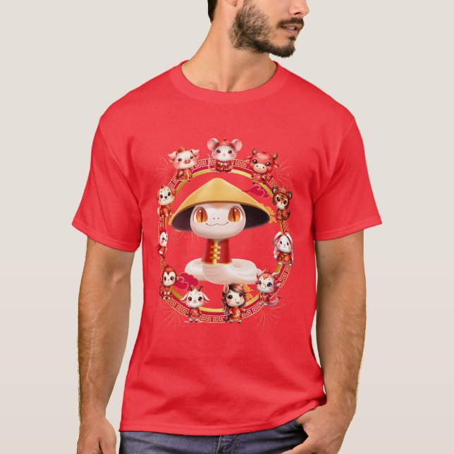 Camiseta Lunar Chinês - Ano Novo Cobra Design 3 (Frente)