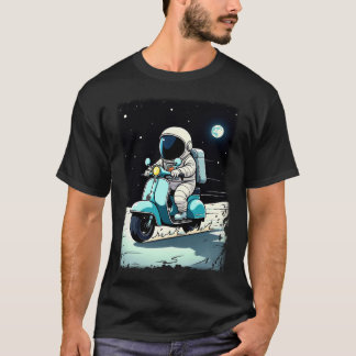 Camiseta LUNAR SCOOTERIST - Cartoon 2D Divertido de um Astr