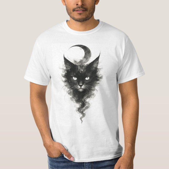 Camiseta Lunar Shadow Cat – Mystical Night Creature Artwork (Frente)