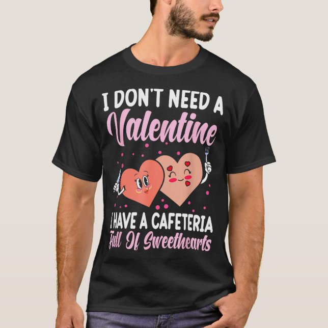 Camiseta Lunch Lady Gift Co. Funny Valentine's Day - Black  (Frente)