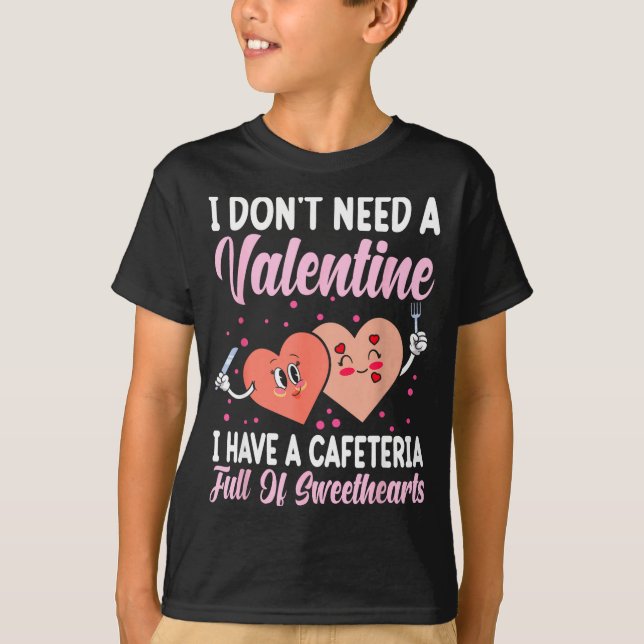 Camiseta Lunch Lady Gift Co. Funny Valentine's Day - Black  (Frente)