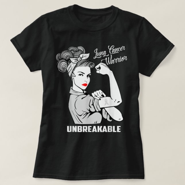 Camiseta Lung Cancer Warrior Unbreakable T Shirt Awareness  (Frente do Design)